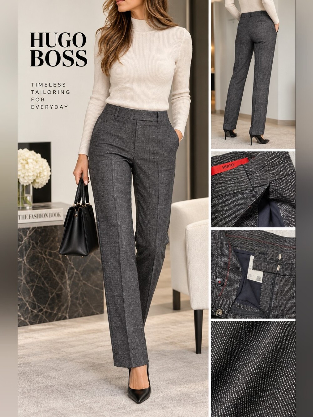 HUGO BOSS Halune Gray Tailored Dress Pants – Women’s US 6
